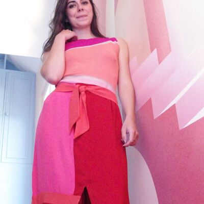 Red and pink pareo skirt