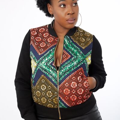 Chaqueta bomber con estampado africano Danshiki de Afam