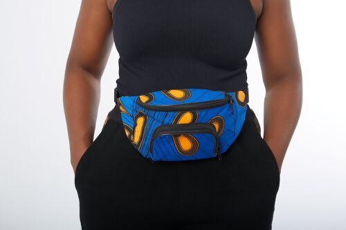 New in : African Print Fanny Waist Bag - Peacock Blue
