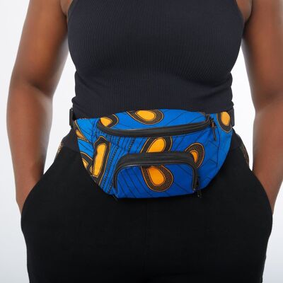 New in : African Print Fanny Waist Bag - Peacock Blue