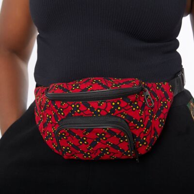 New in : African Print Fanny Waist Bag - Red