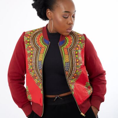 Kenny African Danshiki Print Bomber Jacket