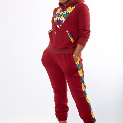 Conjunto de 2 piezas con capucha/chándal de inspiración africana con estampado de jade - Unisex