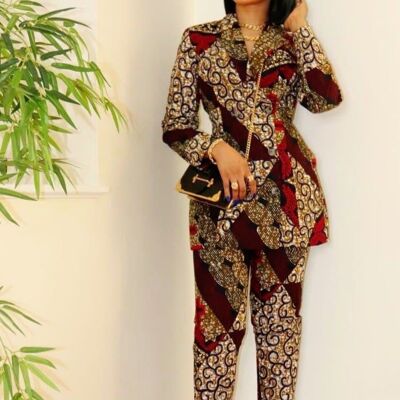 African Print Fitted Trousers - Yemme