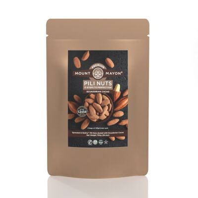 Slowly Sprouted and Dried Premium Pili Nuts (SloDry ™) with Ecuadorian Cocoa - 6 sachets of 125g included in a Pack of 750g