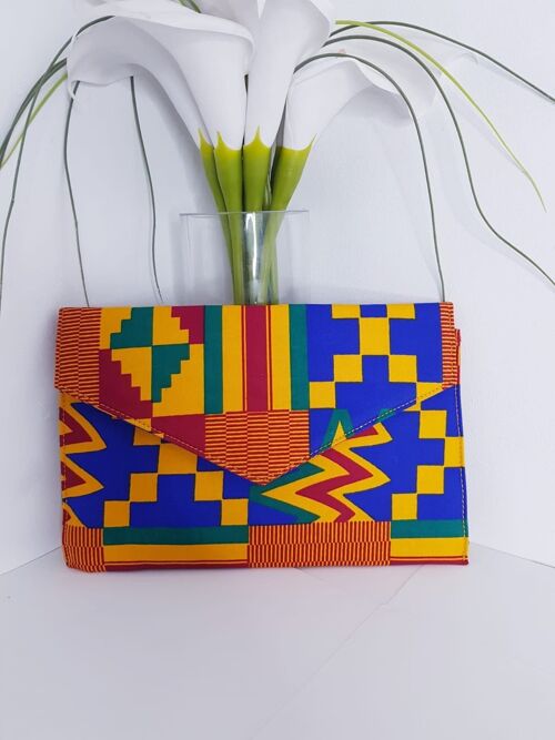 New In African Ankara Wax Print Clutch Bag - Kente