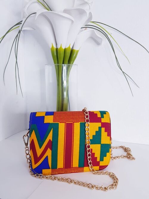 New In African Ankara Wax Print Shoulder Bag - Kente