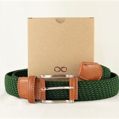 Pine Green Elastic Belt Lined Buckle