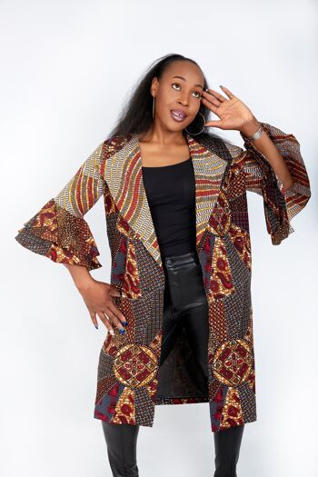 Veste kimono à imprimé africain ornée Nika 1