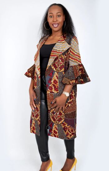 Veste kimono à imprimé africain ornée Nika 2
