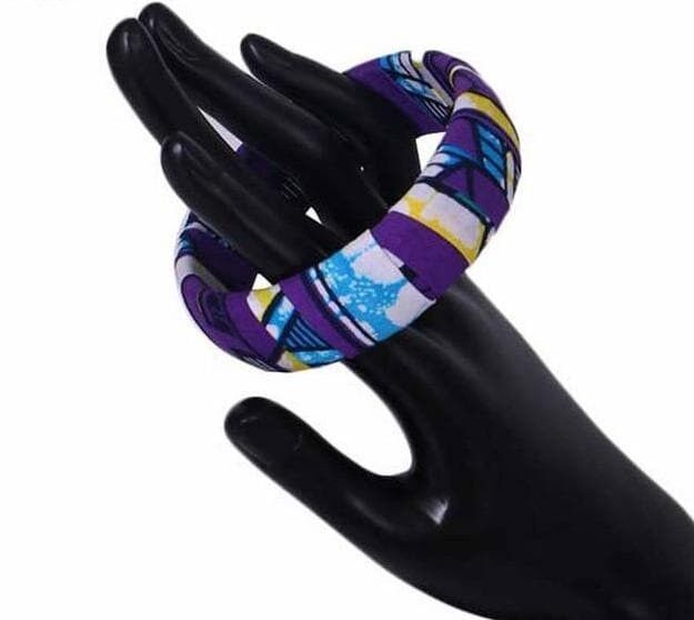 Neu in großen Ankara Kente handgefertigten Armreifen 1 Stück hellblau