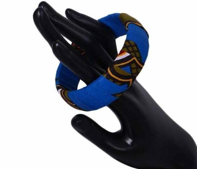 Neu in großen handgefertigten Ankara Kente Armreifen 1 Stück - tiefes Blau