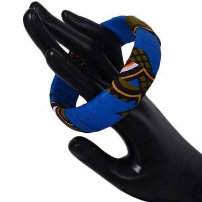 Nouveau Dans De Grands Bracelets Faits À La Main Ankara Kente 1 Pc - Bleu Profond