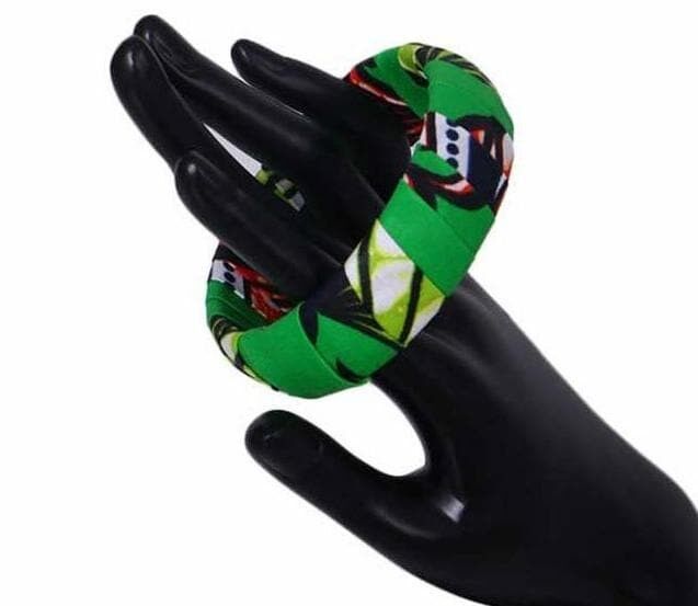 Neu In Große Ankara Kente Handgefertigte Armreifen 1 Stk. - Grün