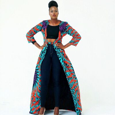 Afrikanischer Druck Ankara langes Kleid Jacke