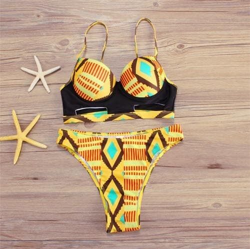 New in African Print High Waist Swimsuit 2 piece Bikini Set - B