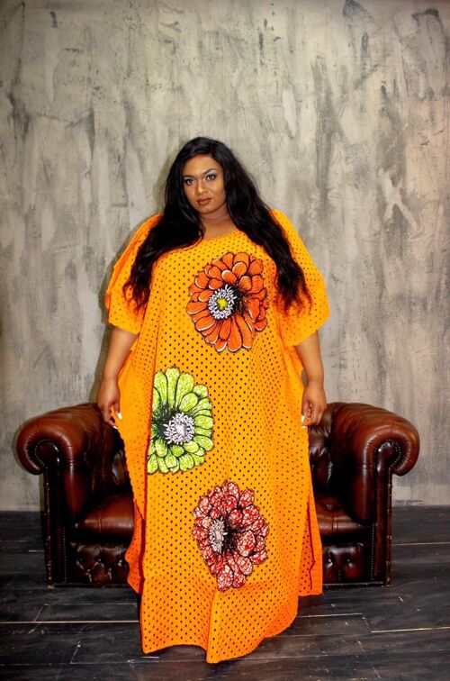 African Inspired Embellished Lace Ankara Inspired Bubu One Size Fits All
