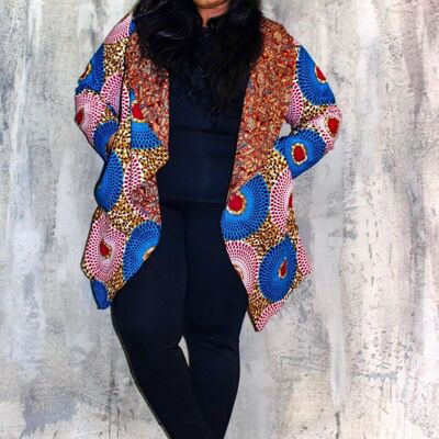 Neu in afrikanischem Print Ankara Midi Wendejacke