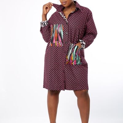 Amina - Afrikanisches Hemdkleid mit ausgeschnittenem Ankara-Print