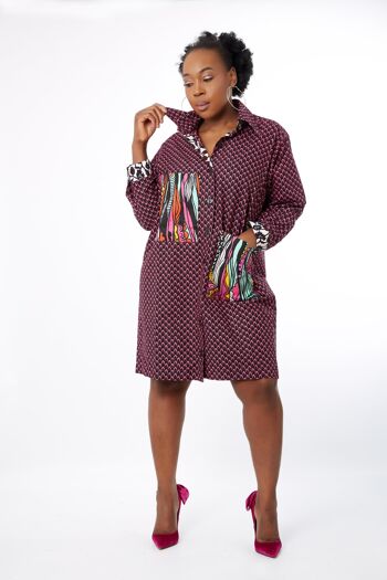 Amina - Robe chemise droite à imprimé Ankara africain 1