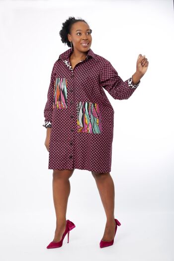 Amina - Robe chemise droite à imprimé Ankara africain 2