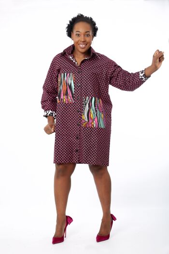 Amina - Robe chemise droite à imprimé Ankara africain 5