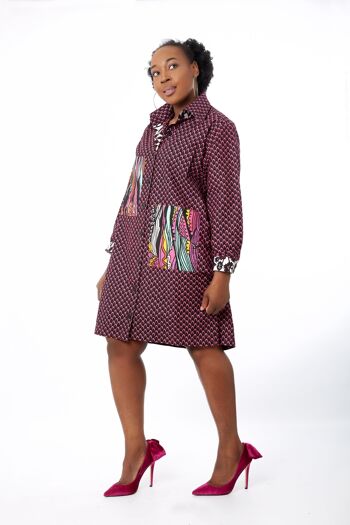 Amina - Robe chemise droite à imprimé Ankara africain 6