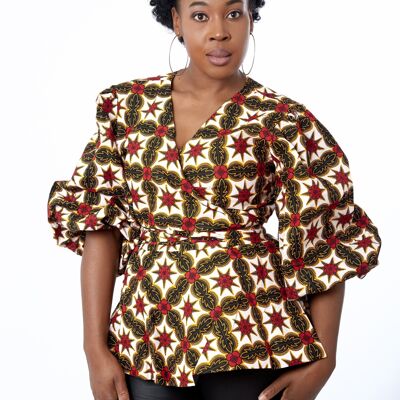 Top Cruzado Peplum Con Estampado Africano - Chelsea