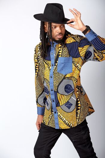 Nouveau dans la chemise à imprimé africain pour hommes - Kobby 1