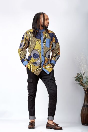 Nouveau dans la chemise à imprimé africain pour hommes - Kobby 3