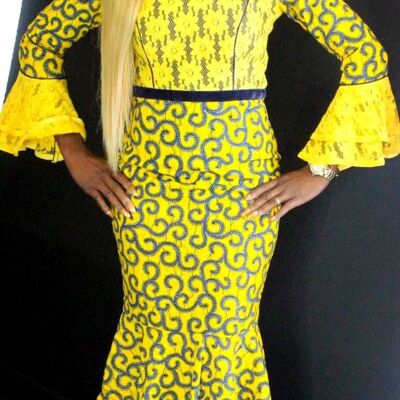 African Prints Ankara Lace Midi Dress