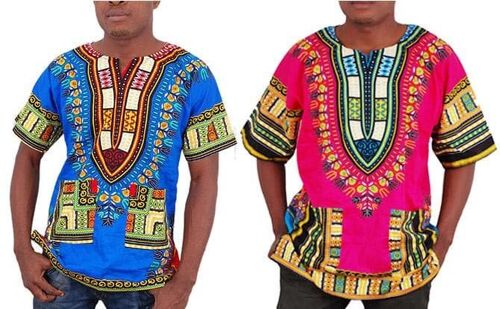 African Prints Danshiki Shirt (Unisex) - Blue