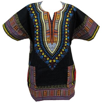 Chemise Danshiki Imprimés Africains (Unisexe) - Bleu 3