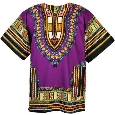 Camicia Danshiki con stampe africane (unisex) - viola
