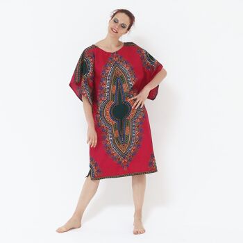 Robe Danshiki Imprimés Africains Rouge 3