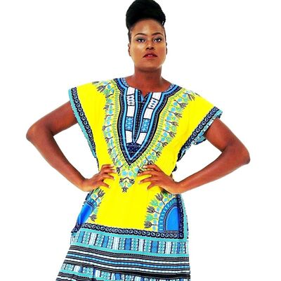 Afrikanische Drucke Danshiki Kleid Blau