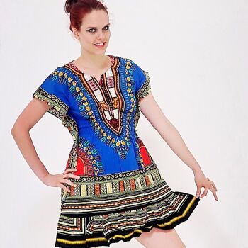 Robe Danshiki Imprimés Africains Bleu 8