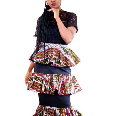Faldas de 3 niveles con estampado africano Ankara de Mercedes