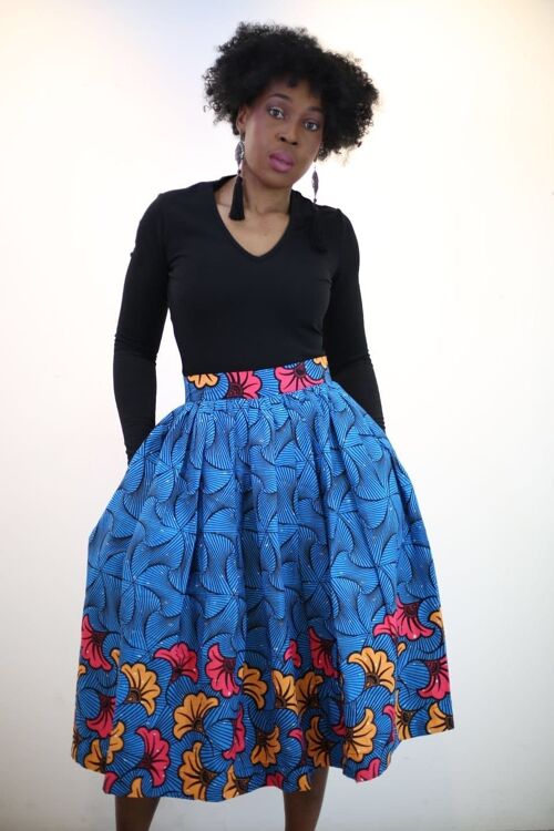 New in African Ankara Print Midi Skirt
