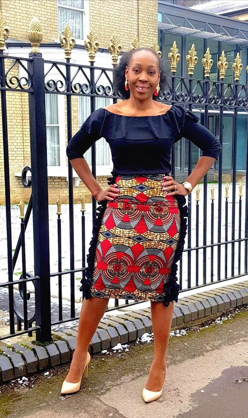 New in African Print Ankara Side Ruffle Pencil skirts