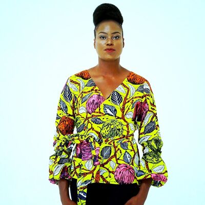 Wickeloberteil mit Ankara-Print von African Clothing