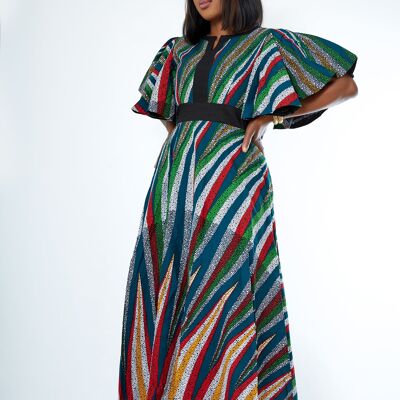 Vestido Maxi Estampado Africano Estampado Mixto - Onome