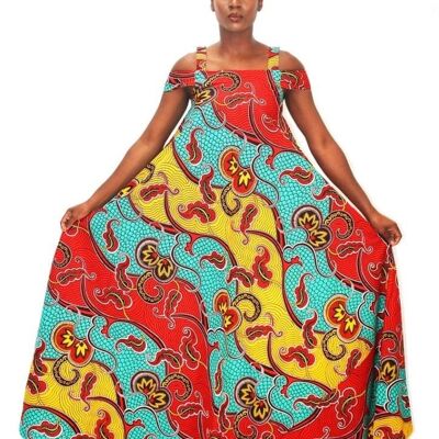 Vestido largo con estampado africano Ankara de BMianca - Tallas grandes