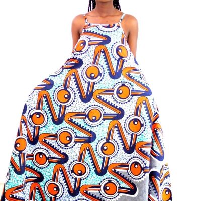 Robe maxi à imprimé africain à imprimé Ankara de couleurs mélangées