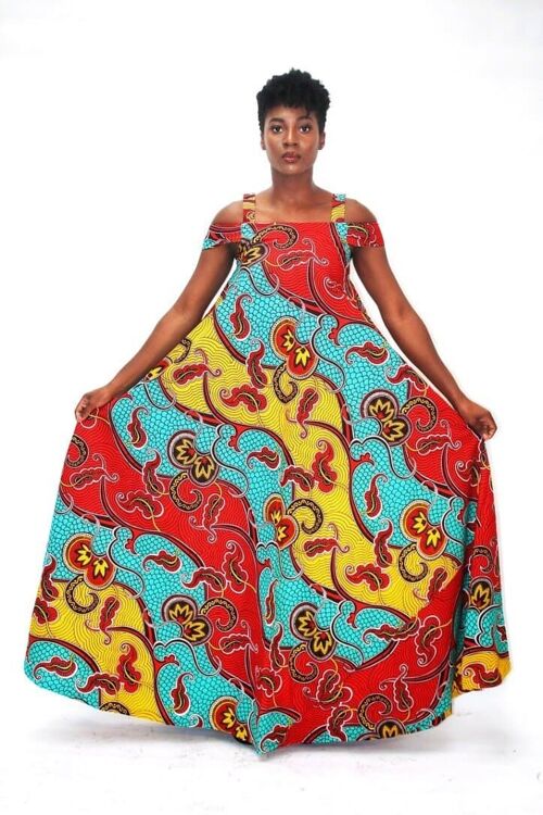 BMianca: African Print A Line Maxi Dress ulti coloured