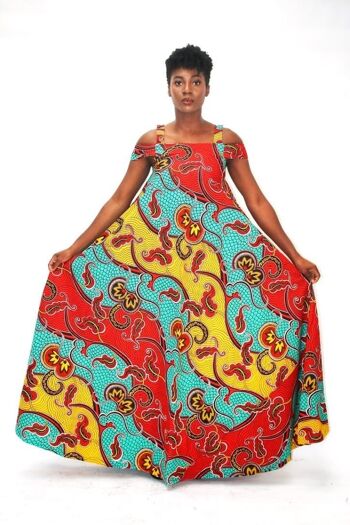 BMianca: Robe Maxi Ligne A Imprimé Africain multicolore 2