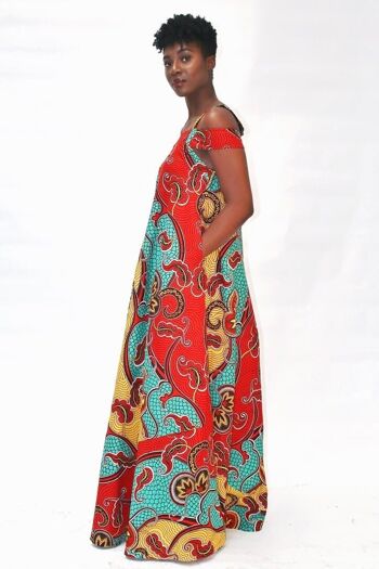 BMianca: Robe Maxi Ligne A Imprimé Africain multicolore 4