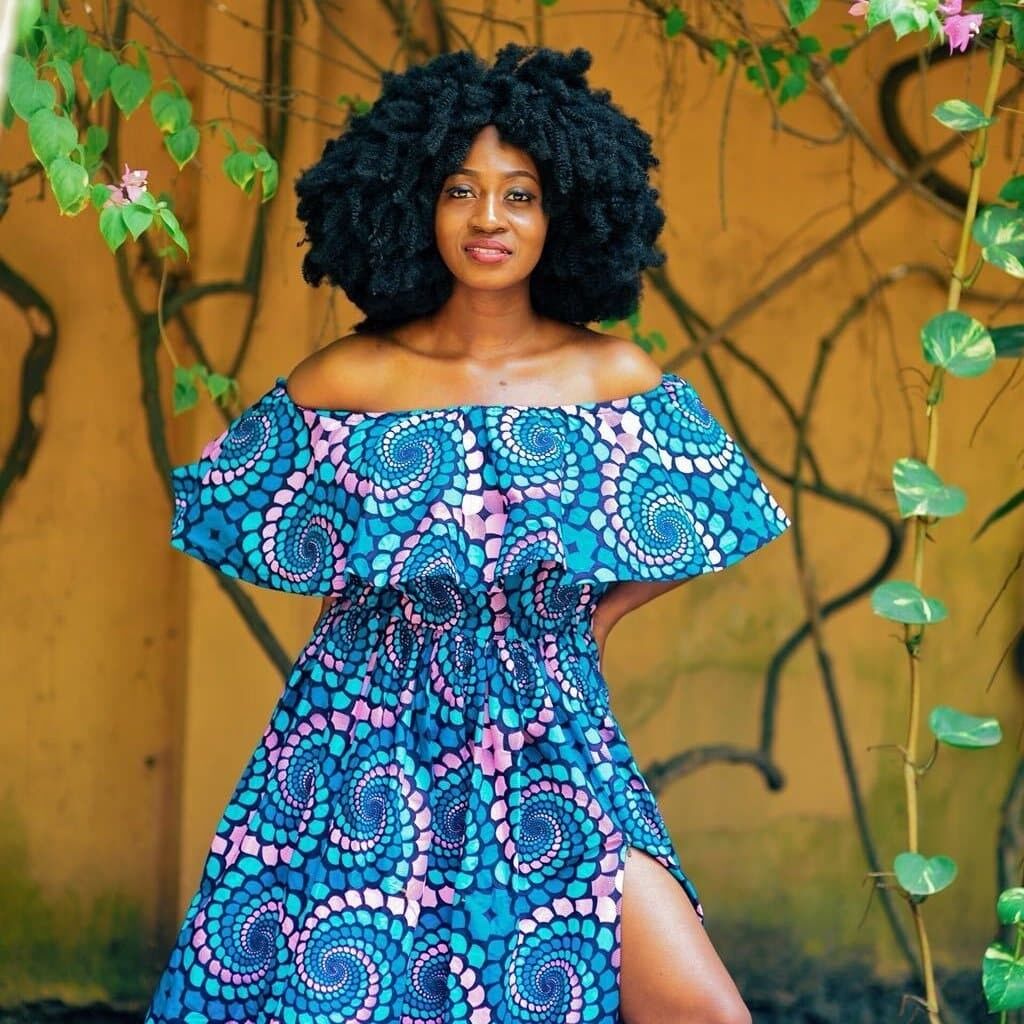 Neu in Alexa African Ankara Print schulterfreies Maxikleid