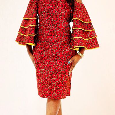 Afrikanisches Kleid mit Ankara-Glockenärmeln