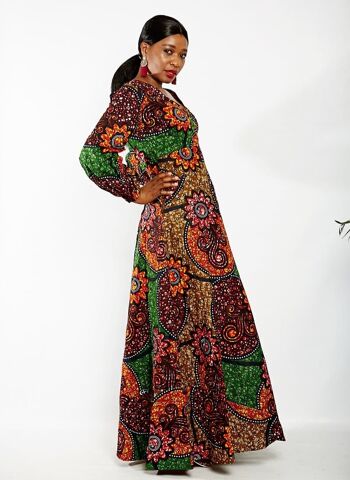 Robe maxi à manches longues à imprimé africain Ankara 4